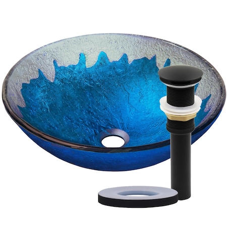 Novatto DIACCIO Glass Vessel Bathroom Sink Set, Matte Black NOHP-G017MB